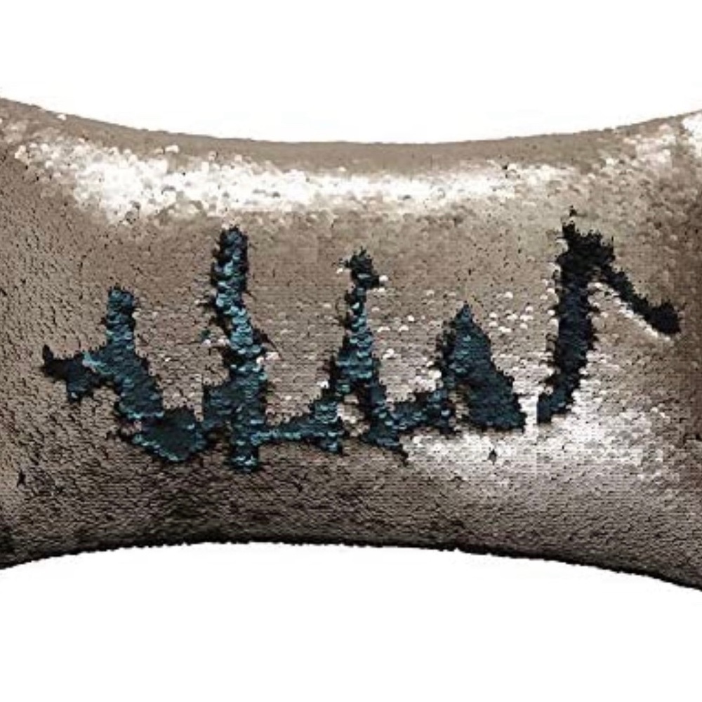 NWOT Reversible Silver/ Turquoise Sequin Rectangular Pillow